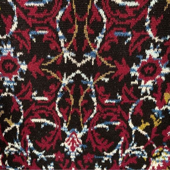 J.Jill Jacquard Tapestry Wine Floral Tunic Sweater Pullover Cotton Blend Sz MP - Picture 3 of 5